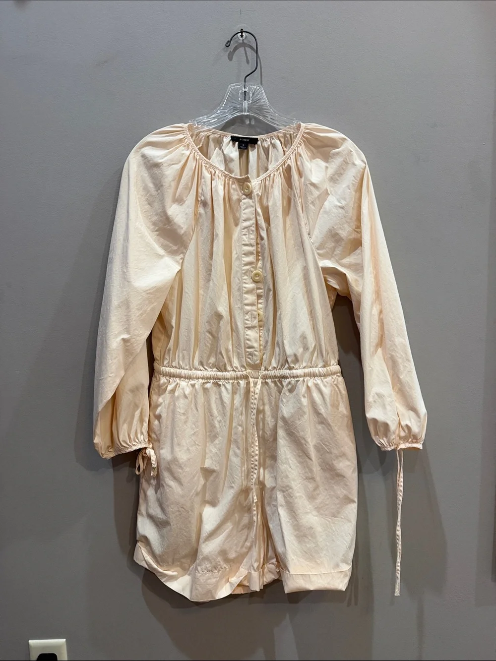 J. Crew light pink Button-Front Linen-Blend Romper